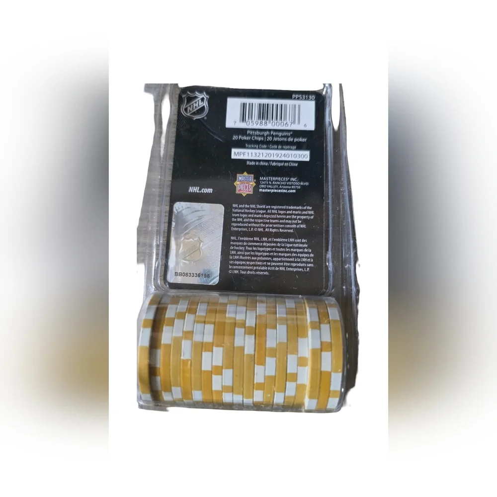 Gold Casino Style NHL Pittsburgh Penguin Poker Chips - Picture 2 of 2